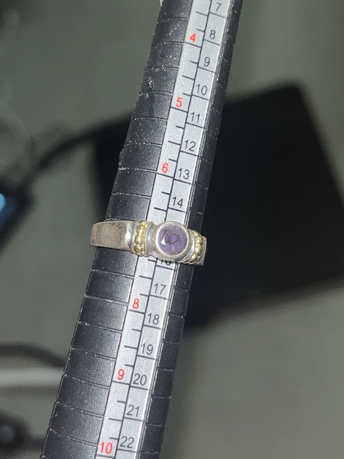 LAGOS Silver & 18K Yellow Gold Caviar Ring Size 7