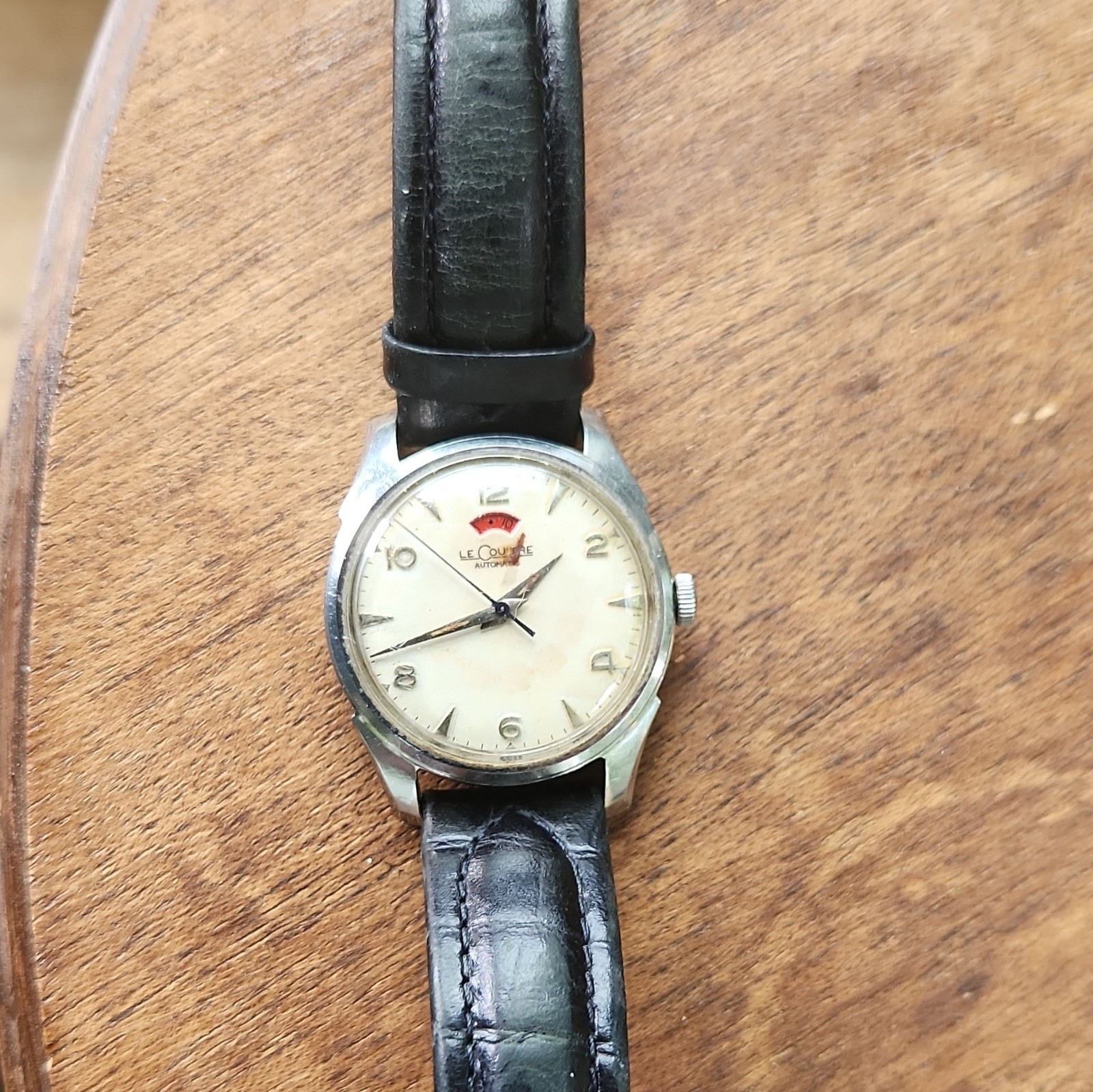 LeCoultre Automatic Vintage Cream Dial 34mm Stainless Steel Watch w/ Box