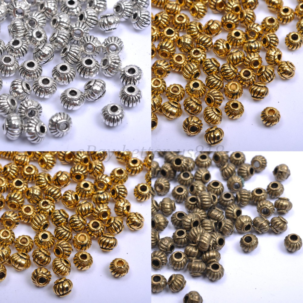 200PCS silver, gold and bronze hanging ornaments bulk spacing beads 5x4mm M276