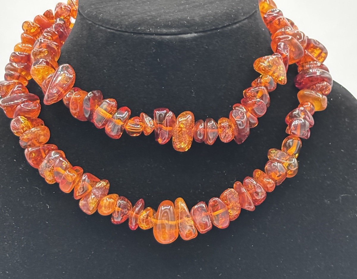 Vintage Baltic Amber Nugget Necklace 114g/4oz– Natural Cognac Inclusions – 42”