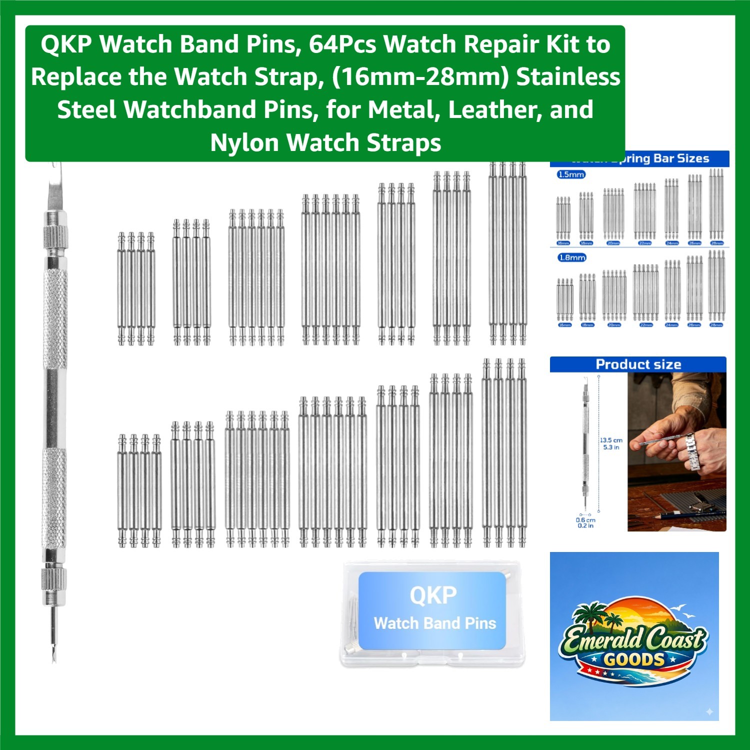 Watch Band Pins, 64Pcs Watch Repair Kit to Replace the Watch Strap, 16mm-28mm…