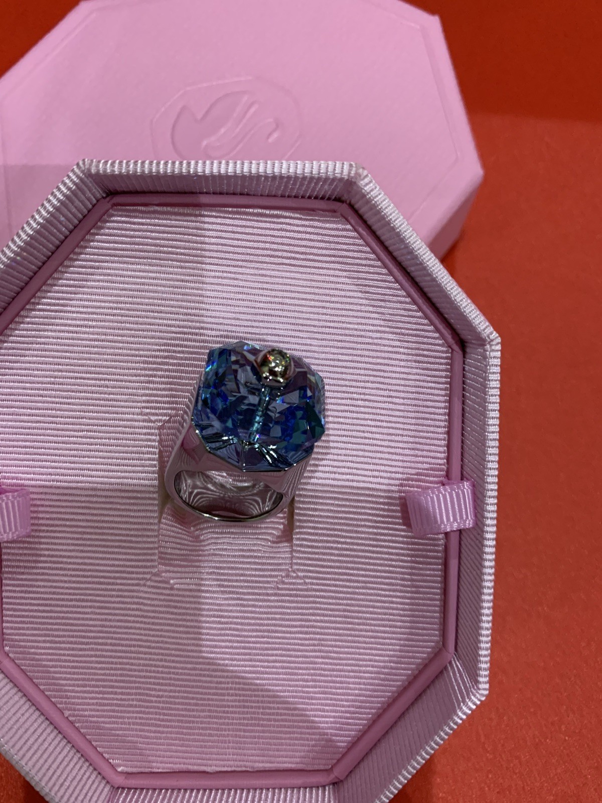 SWAROVSKI Numina ring Square cut Blue Rhodium plated ring size 52 + Gift bag💕