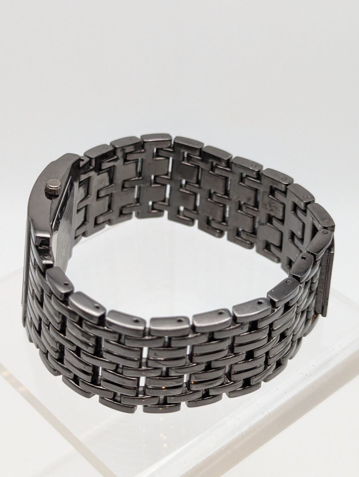 Lane Bryant Ladies Bracelet Watch Wide Band Gray Tone 7 3/4″ New Battery VGC