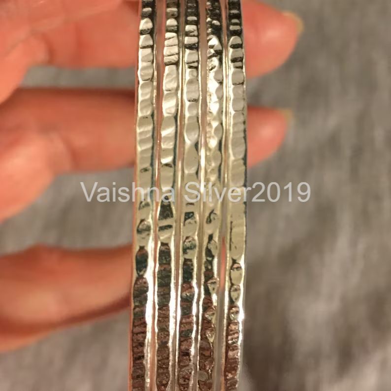 5 PCs. Sterling Silver bangles Set, Stacking bangle 925 Sterling bracelet CP6
