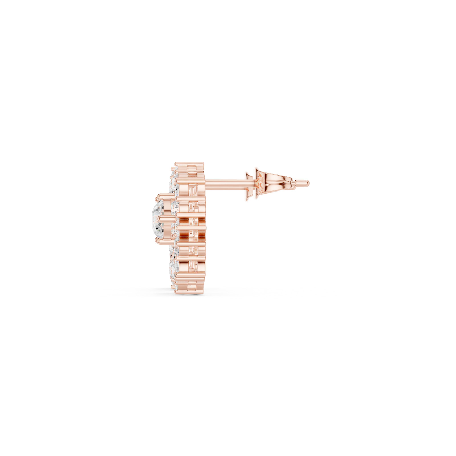 Certified VVS1 D Natural Diamond Flora Cosmos Halo Stud Earrings 14k Gold Over