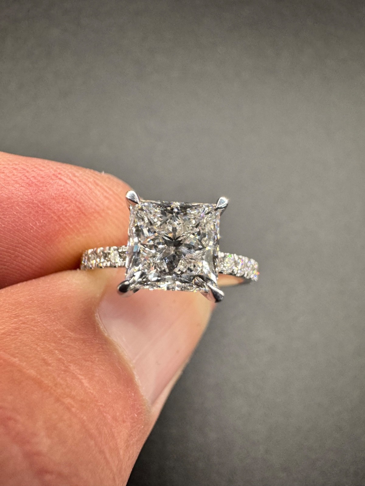 IGI Certified 2.5+ cttw Princess Cut Lab Created Diamond Ring