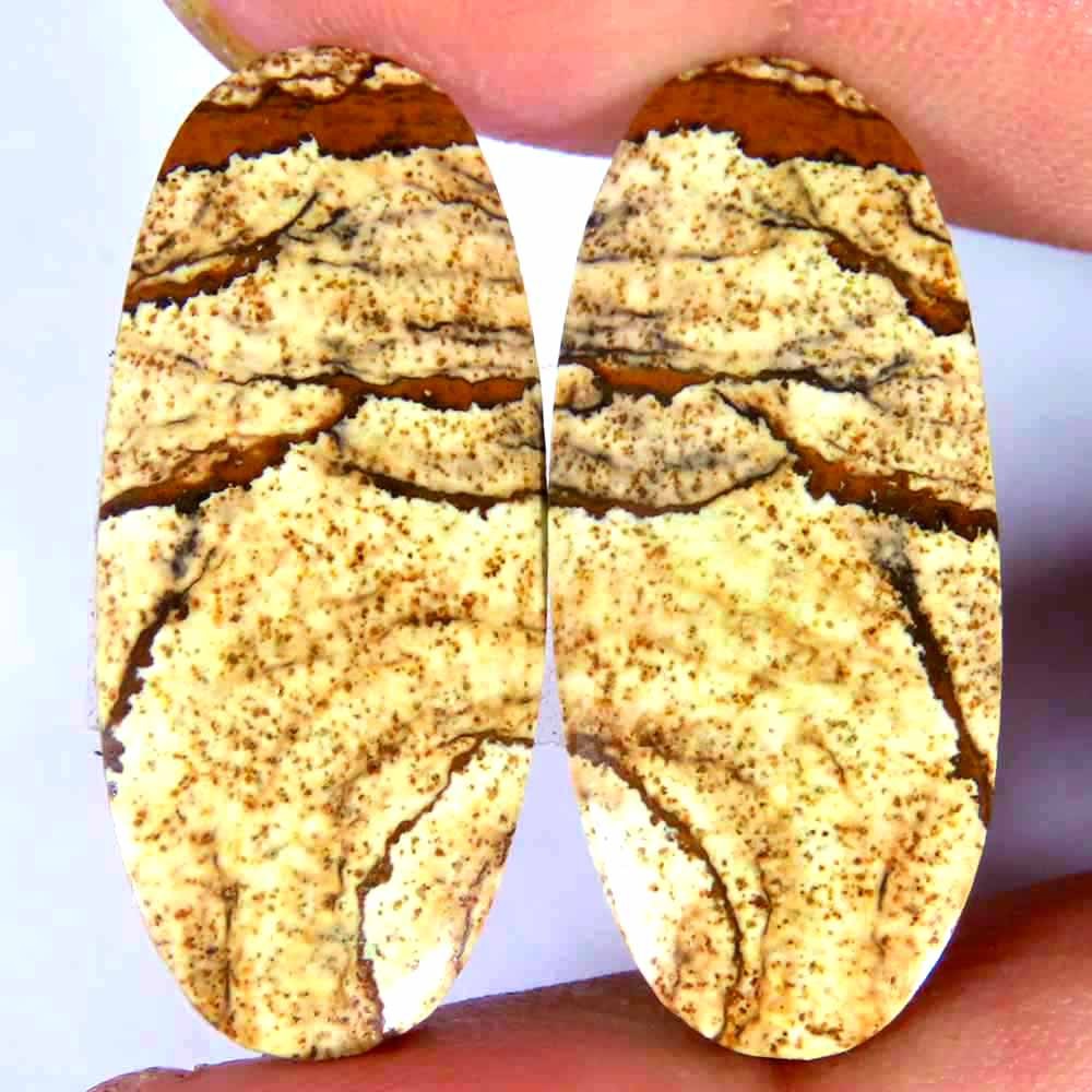 27.80Cts.100%Natural Designer Picture Jasper Pair Oval Cab 23x31x3mm Gemstone