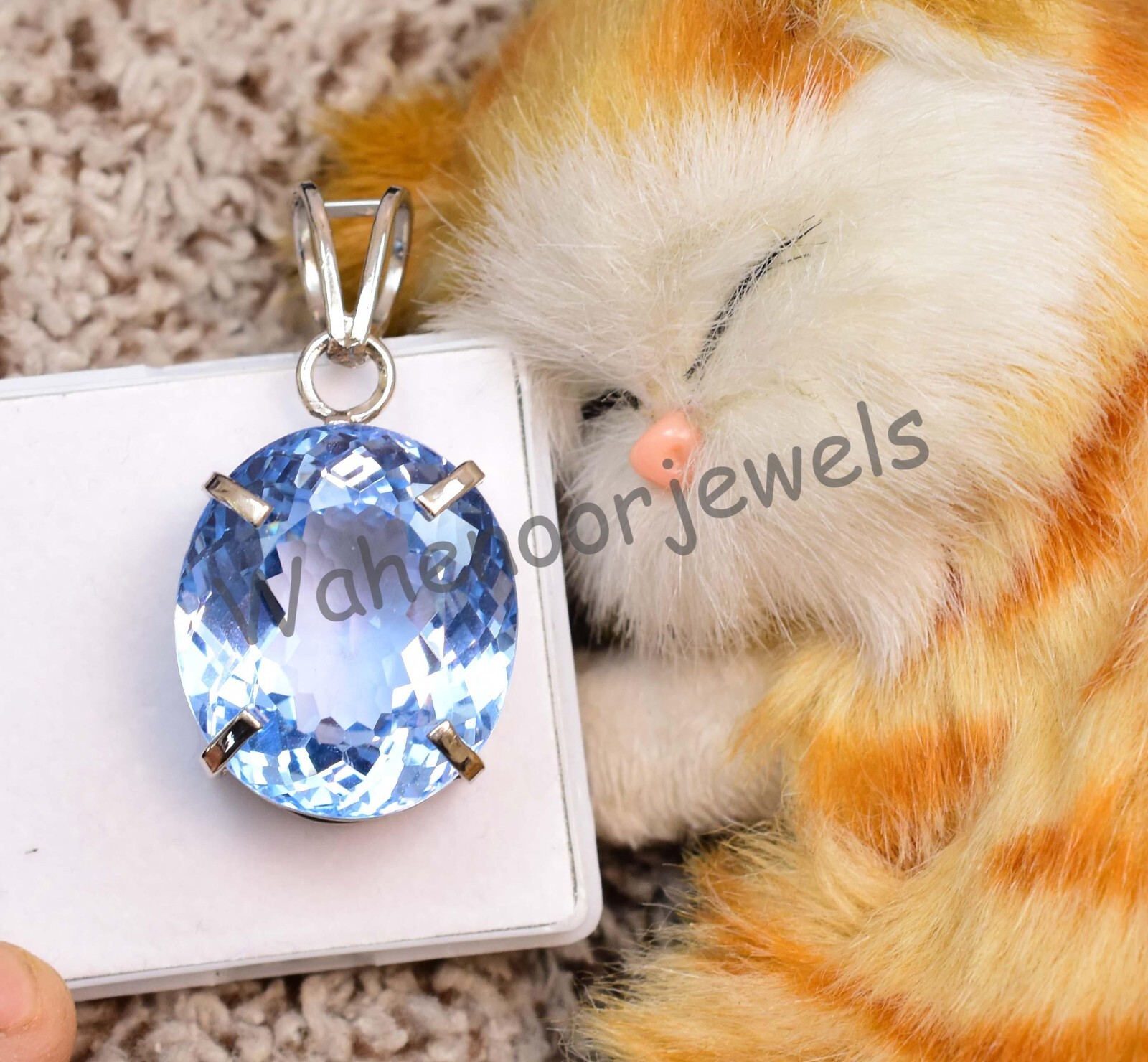Natural Blue Jeremejevite Oval 925 Sterling Silver Pendant Certified See Video