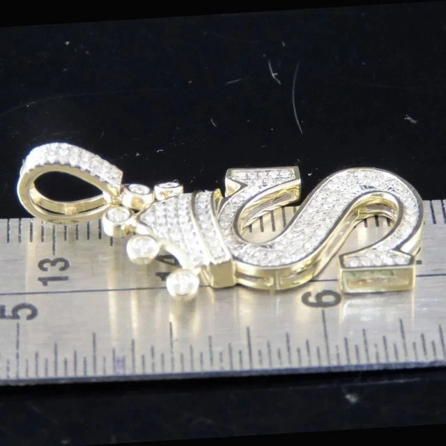 2Ctw Real Moissanite Initial D Letter Layered Old English Pendant 925 Silver