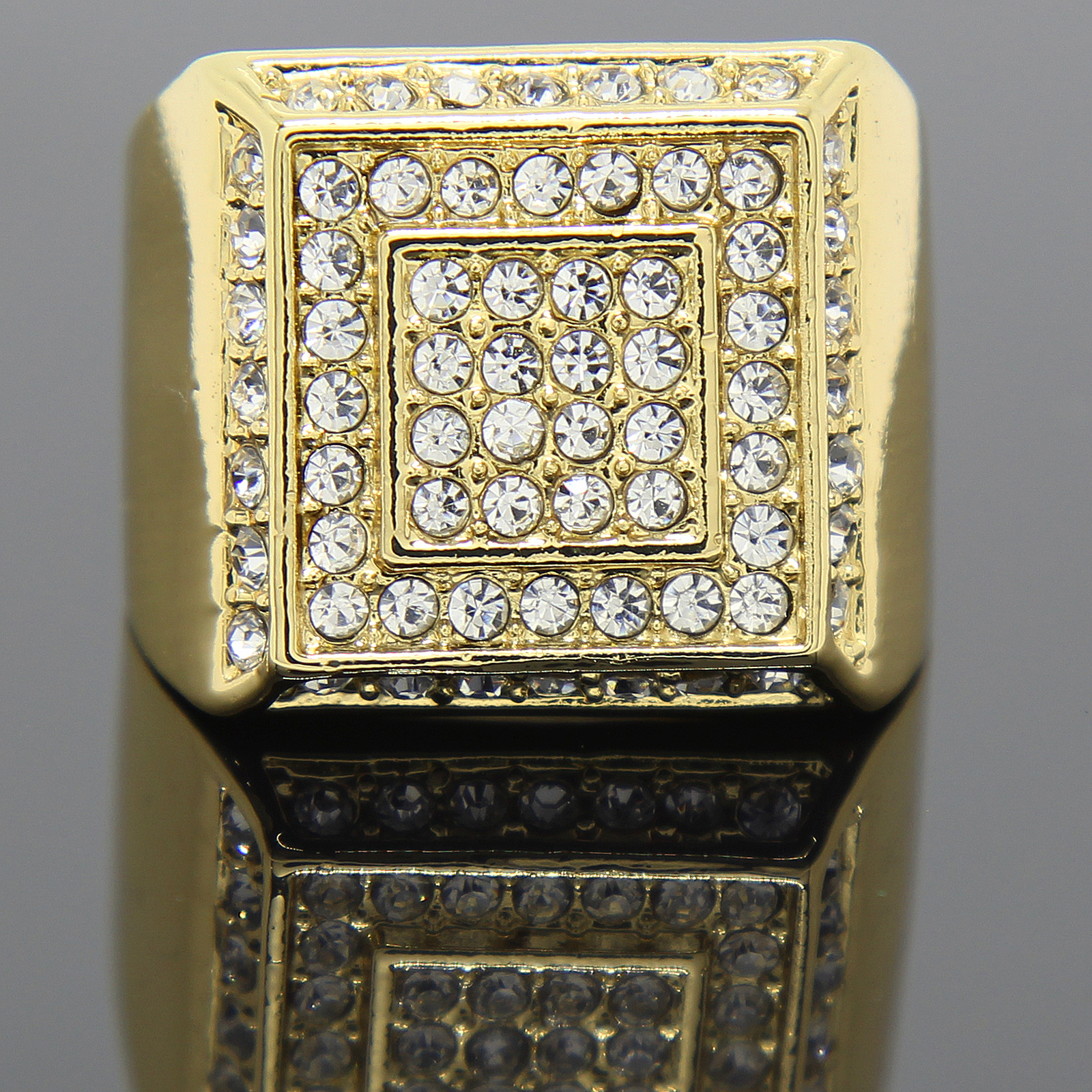 Mens 14K Gold Plated 4 Rings Cubic-Zirconia Bundle(1) Size 7 8 9 10 11 12
