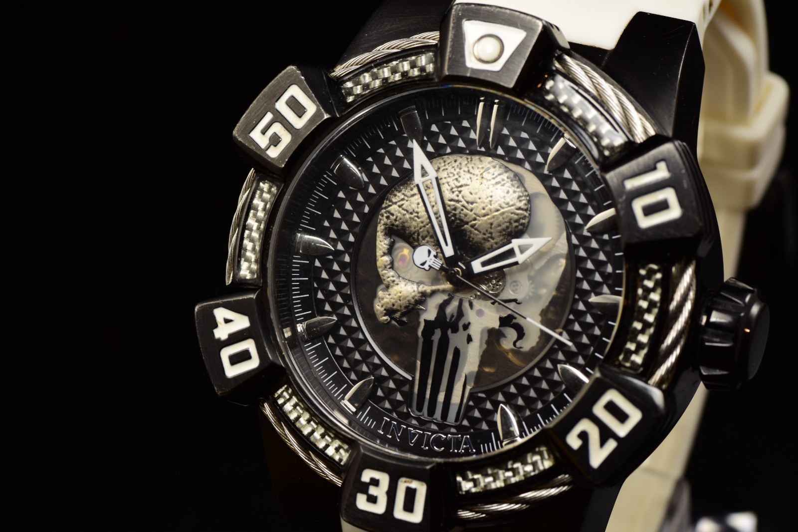Invicta Men’s Aviator 48mm Multifunction Black Dial Purple Stainless Steel Watch