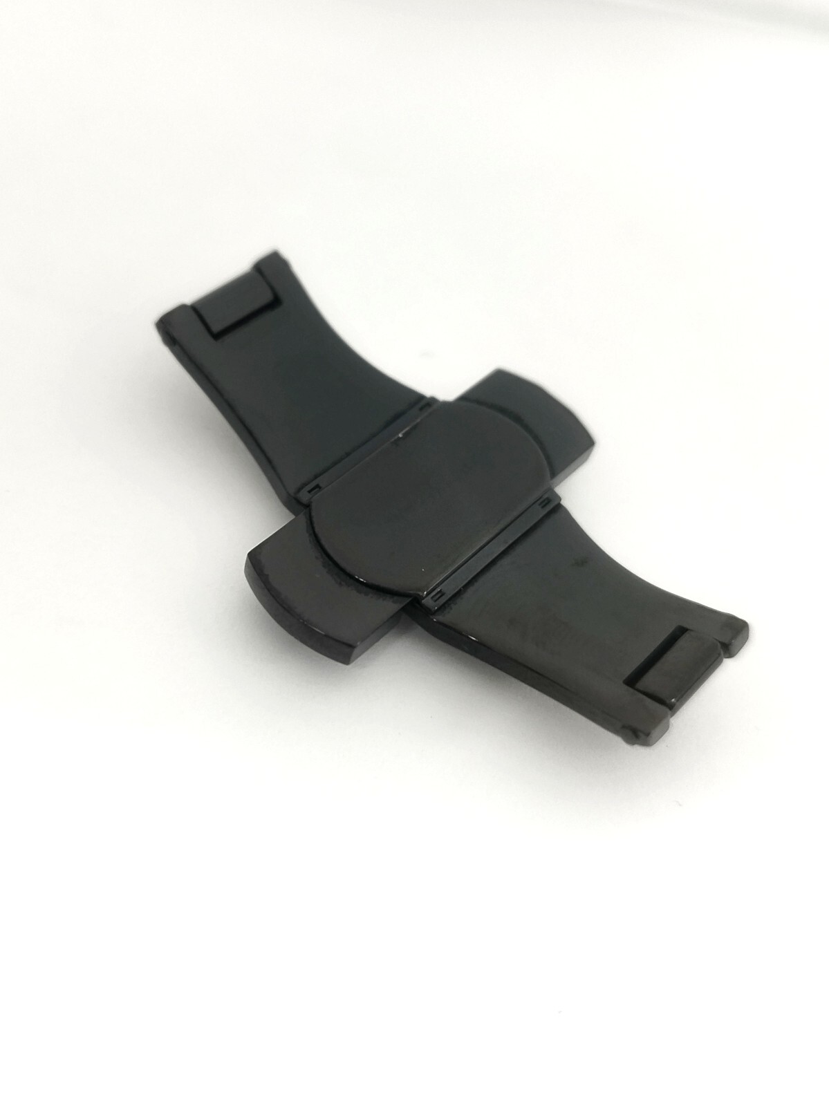Stainless Steel Push Button Butterfly Deployment Black Clasp/Buckle 6×25 mm