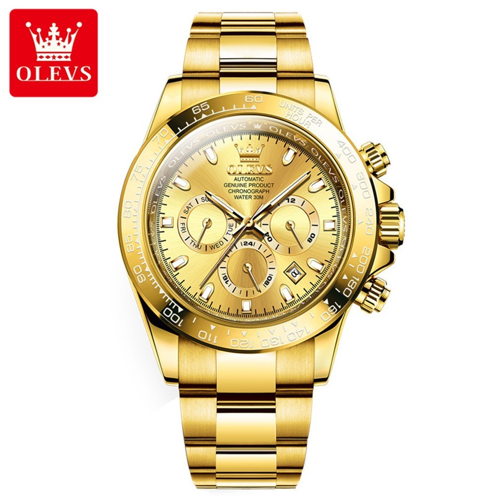 Olevs Automatic Mechanical Sport Men’s Watch, Chronograph, with Date Day Display