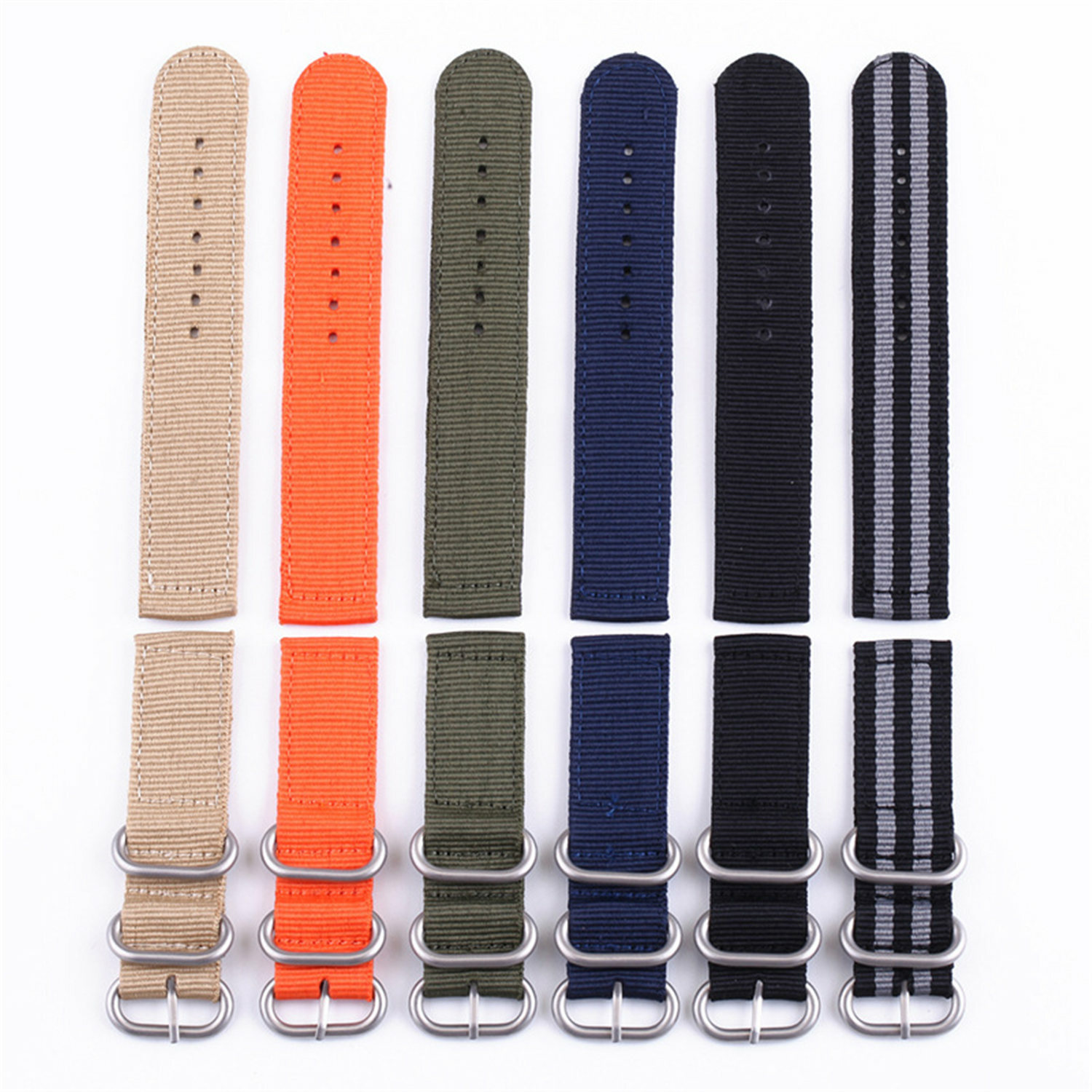Weave Nylon Strap 22mm 18mm 20mm 24mm Wristband Watch Band w Silver Black Buckle