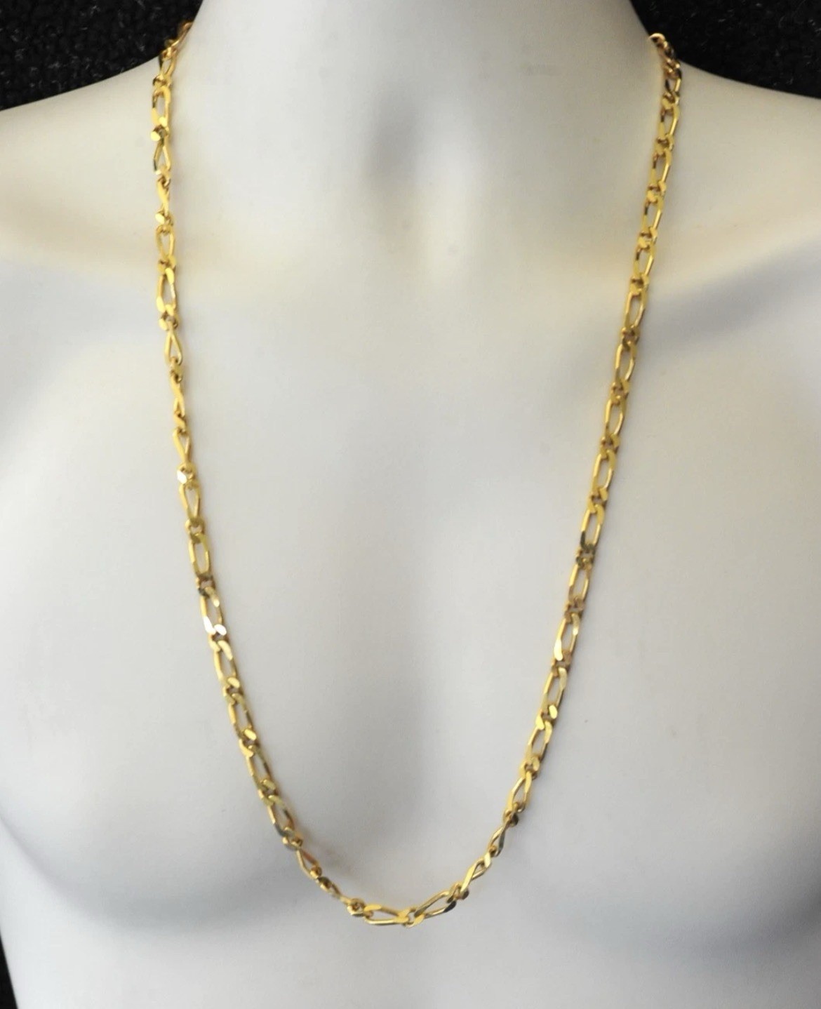 Vintage MONET Figaro Flat Link Gold Tone Chain 28” Long Necklace signed