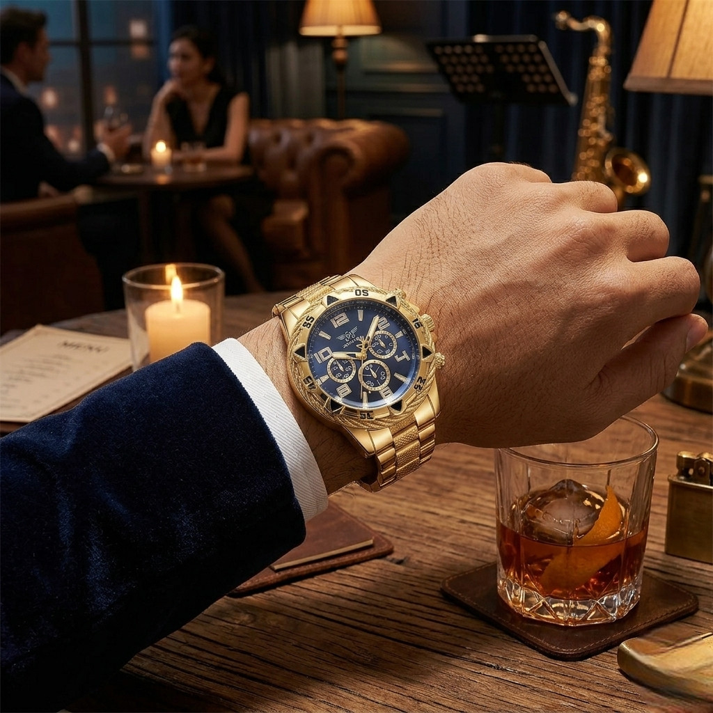 Men’s Luxury Sport Watch – Chronograph | Golden Plated | Automatic Mechanical