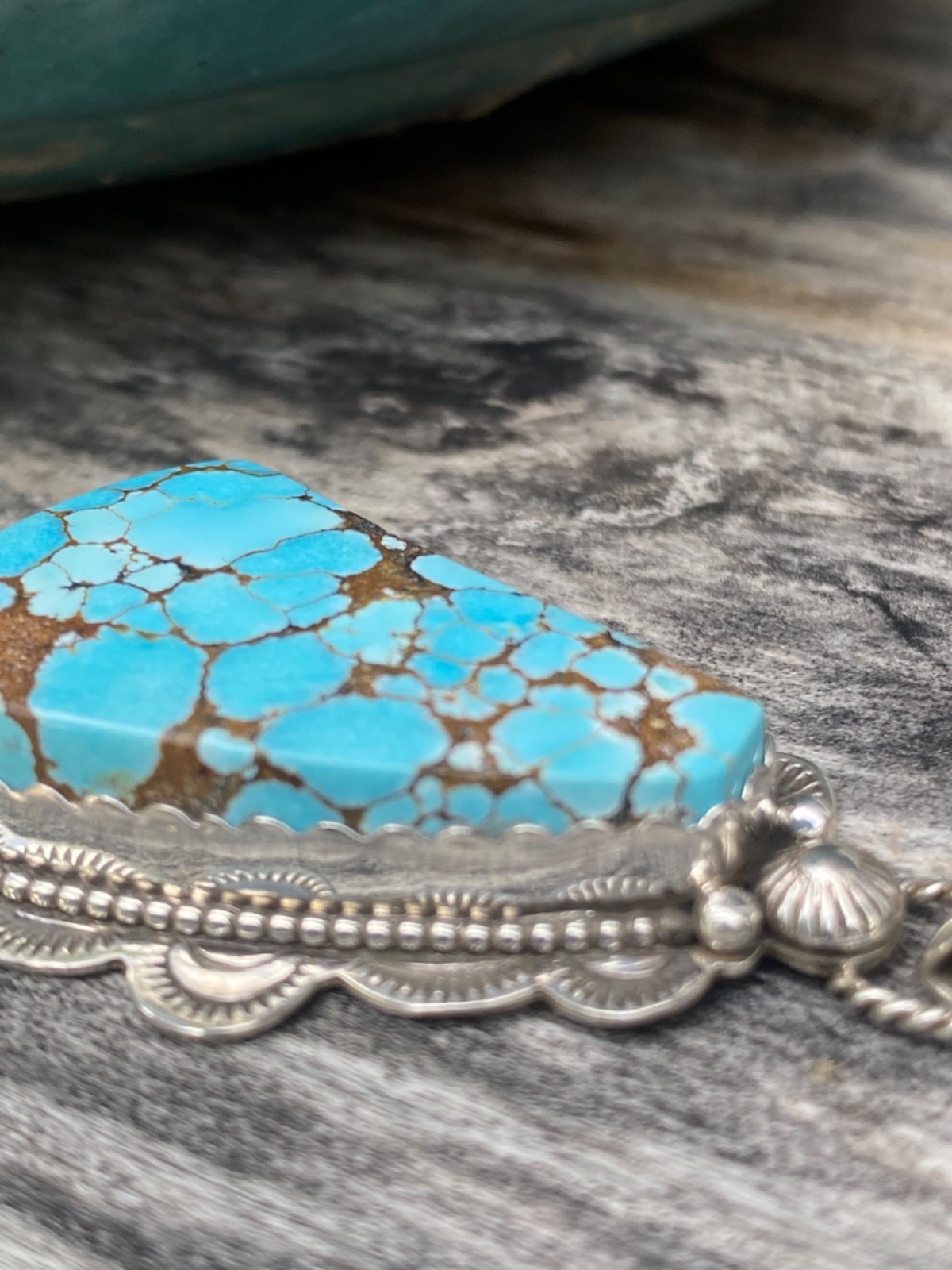 BRAND NEW Appaloosa Turquoise Stamped Floral Pendant 925 Silver