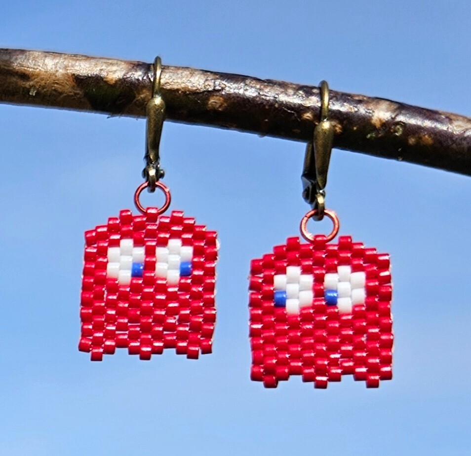 Pac-Man Red Ghost Earrings