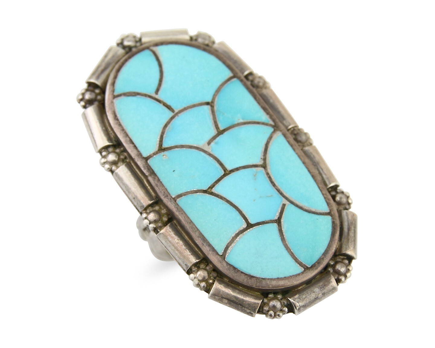 Navajo Ring 925 Silver Blue Turquoise Signed CL Haloo C.90’s