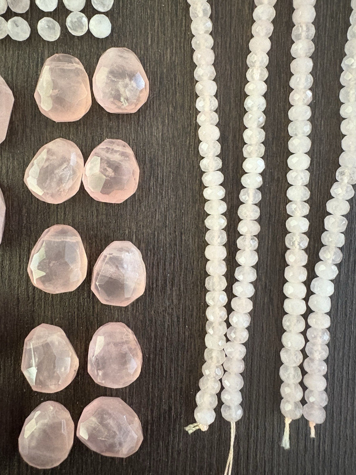 LOT of Mixed Rose Quartz Drops Stones Beads Roundelle Faceted READ INFO