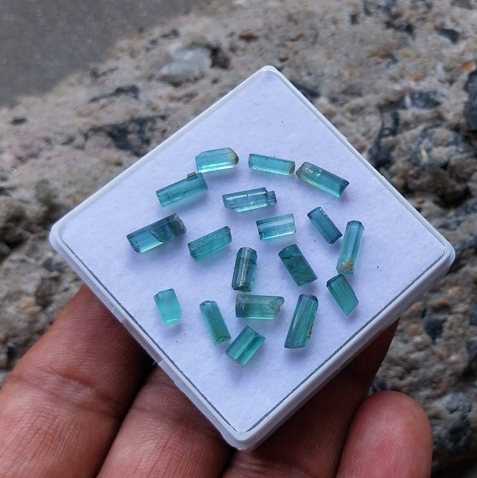 14.75 Ct 6 to 9.5 MM Natural Blue Color Tourmaline Raw Rough Pencil 18 PCS Lot