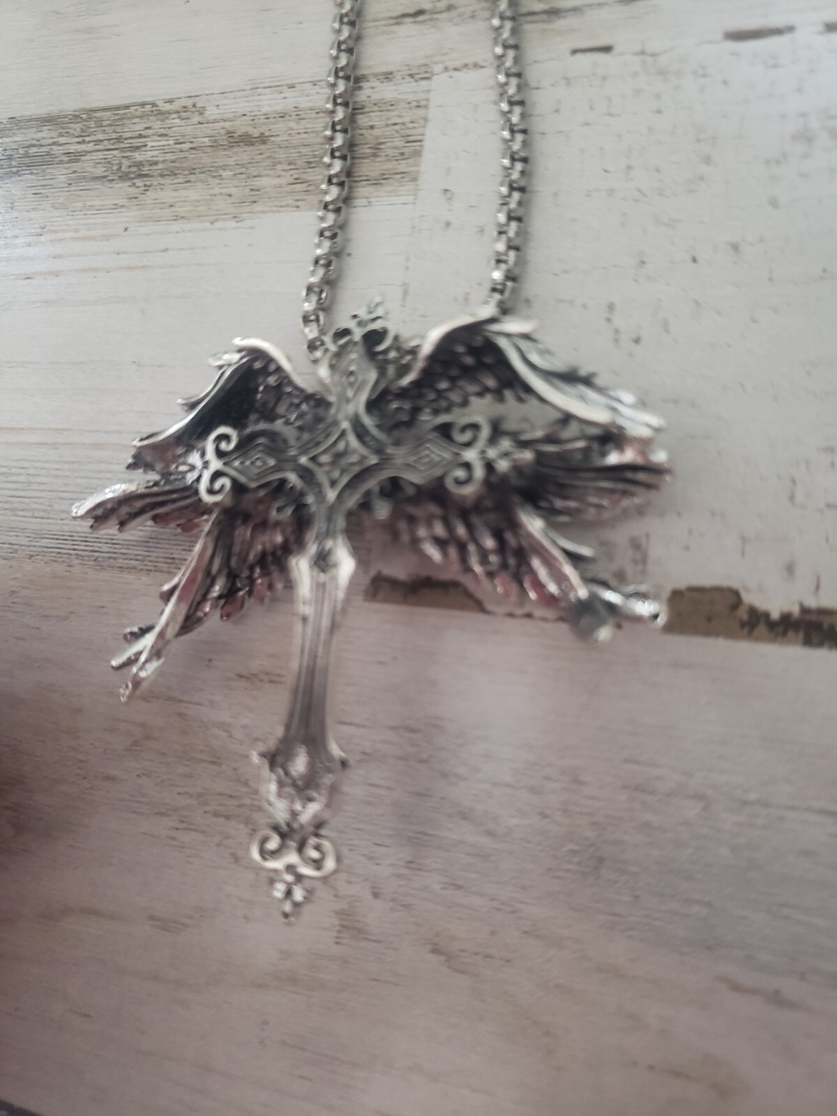 Cross necklace angel wings jewelry spiritual religion gift man women men god