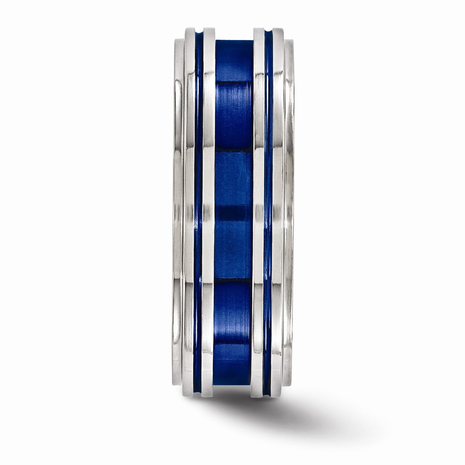 Edward Mirell Titanium 8mm Blue Anodized Multi Groove Wedding Band Sizes 7 to 13