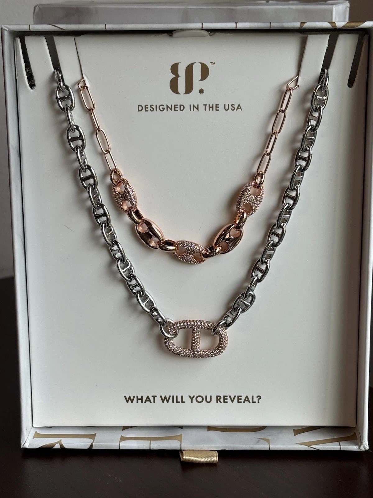 Bomb Party Luxe Layers “Chief Of Style” Rose Gold/Silver Plated CZ
