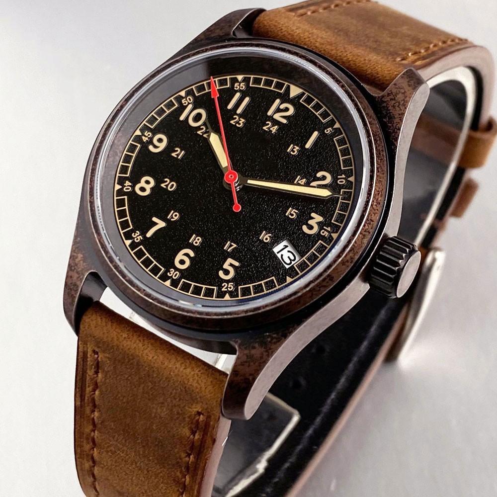 Copper Plating Tandorio 36mm Pilot Sapphire 20ATM Lume Automatic NH35 Men Watch