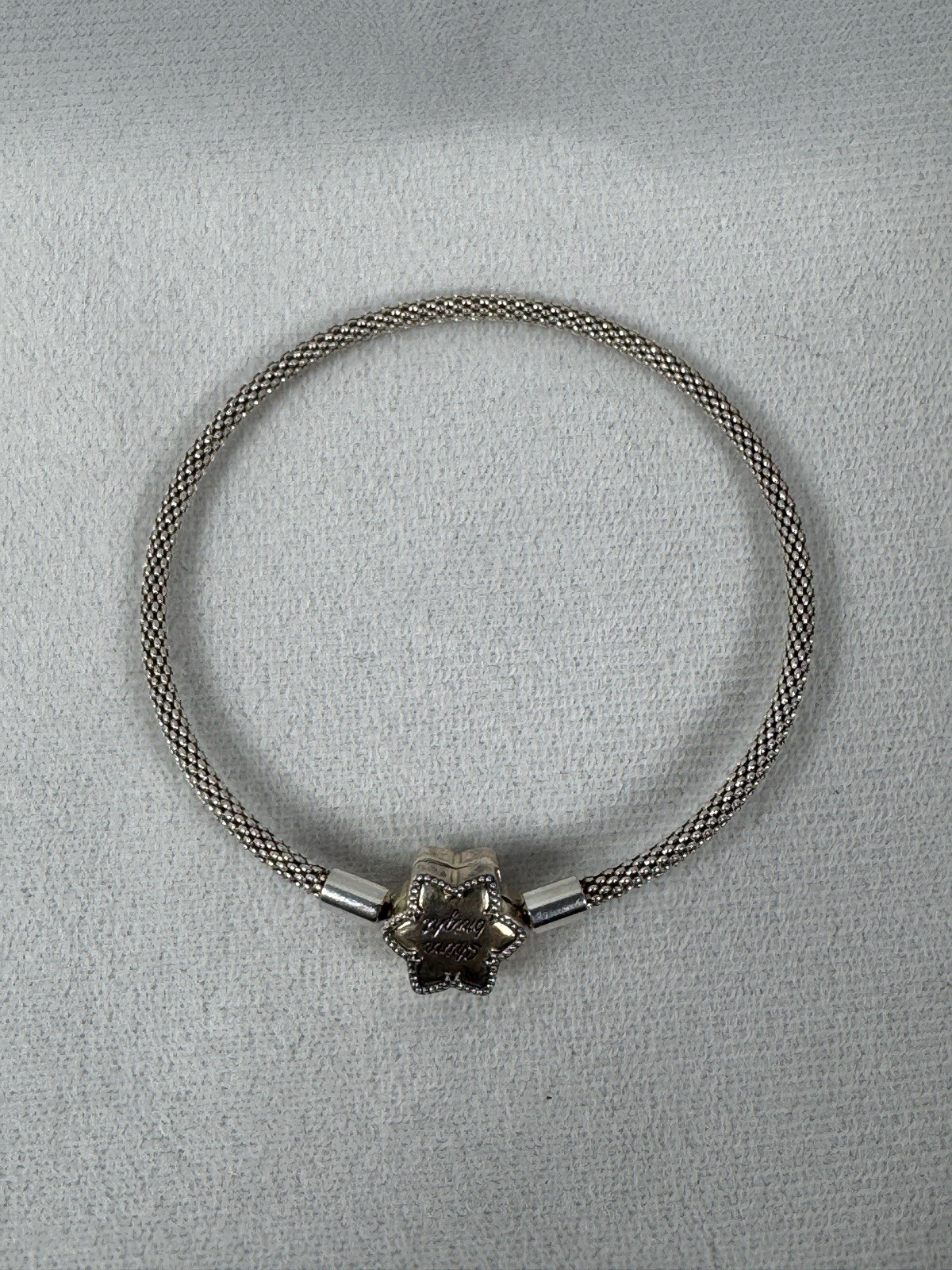 Pandora Shine Bright Sterling Silver 925 Mesh Bracelet Reversible Charm Clasp