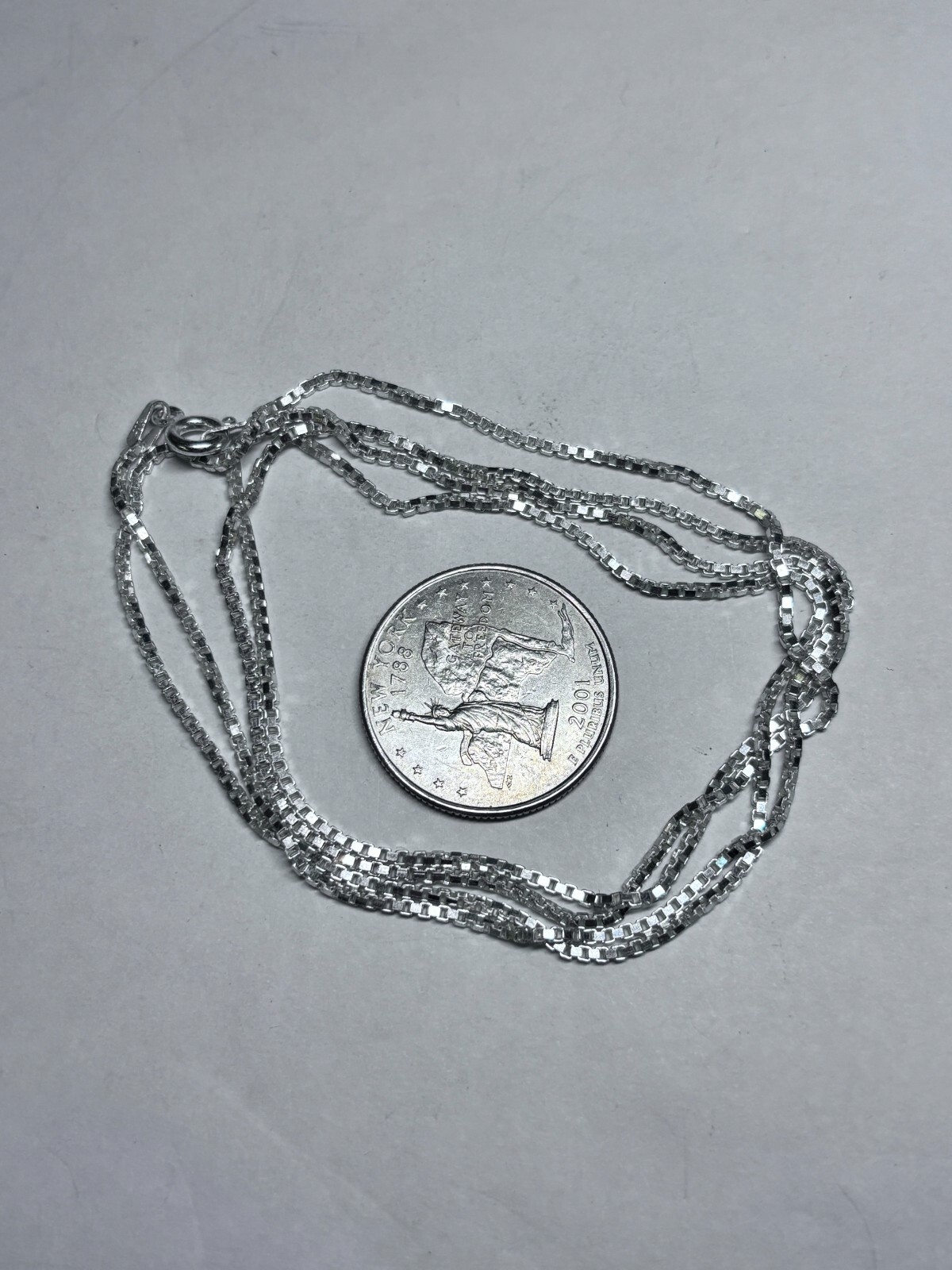 Sterling Silver Diamond Cut Italy Made Box Chain Necklace 7g 30”