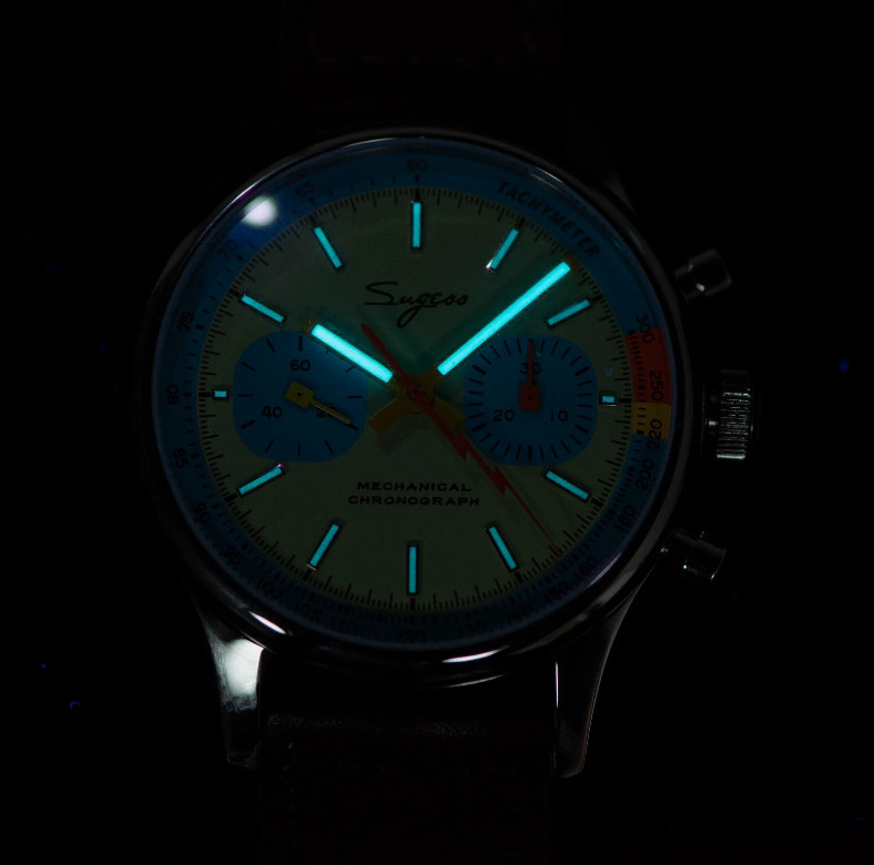Sugess Pilot Watch 40mm ST19 Swanneck Movement Teal blue Dial with Brown Leather
