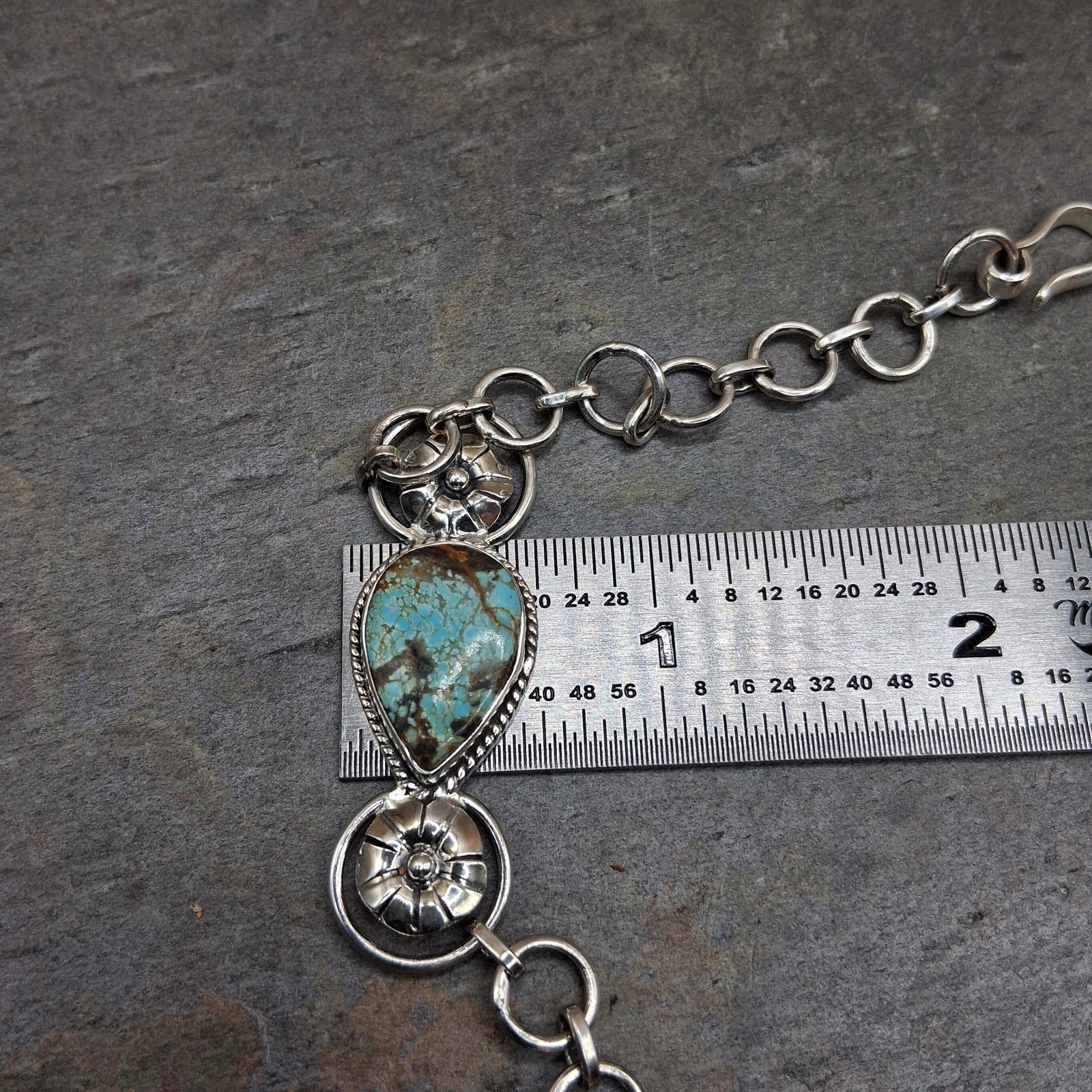Number 8 Turquoise Sterling Silver Bracelet 11.7g Southwestern Navajo Style