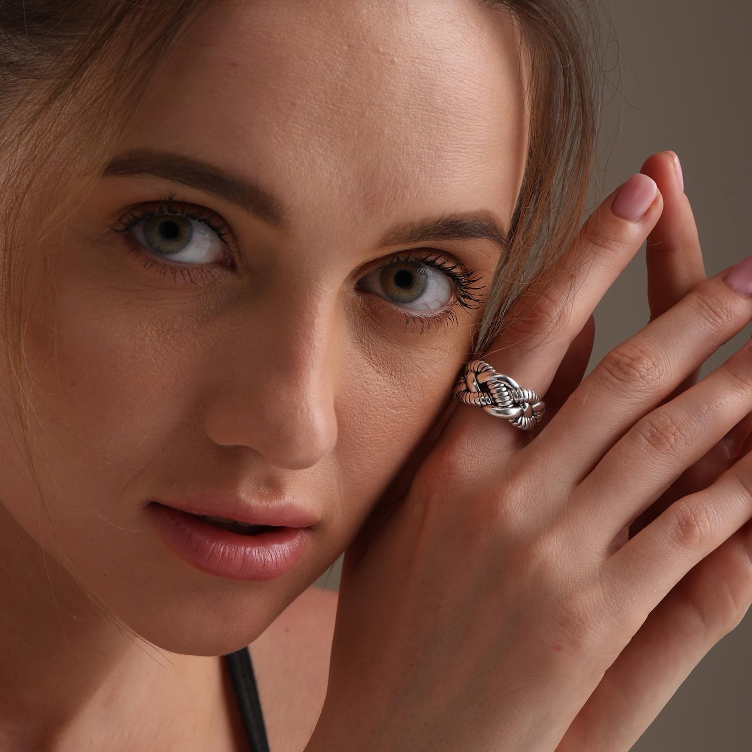 LeCalla 925 Sterling Silver Interwoven Twisted Roped Knot Rings for Women 7 No.