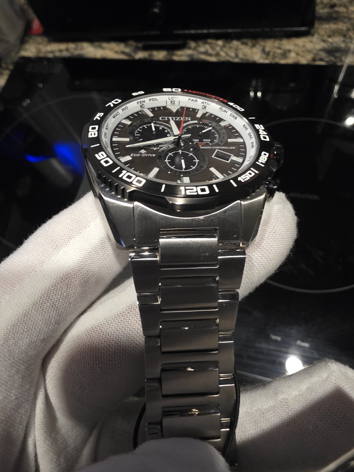 Citizen Eco-Drive Radio Controlled Chronograph Tachymeter 200m 43mm Black