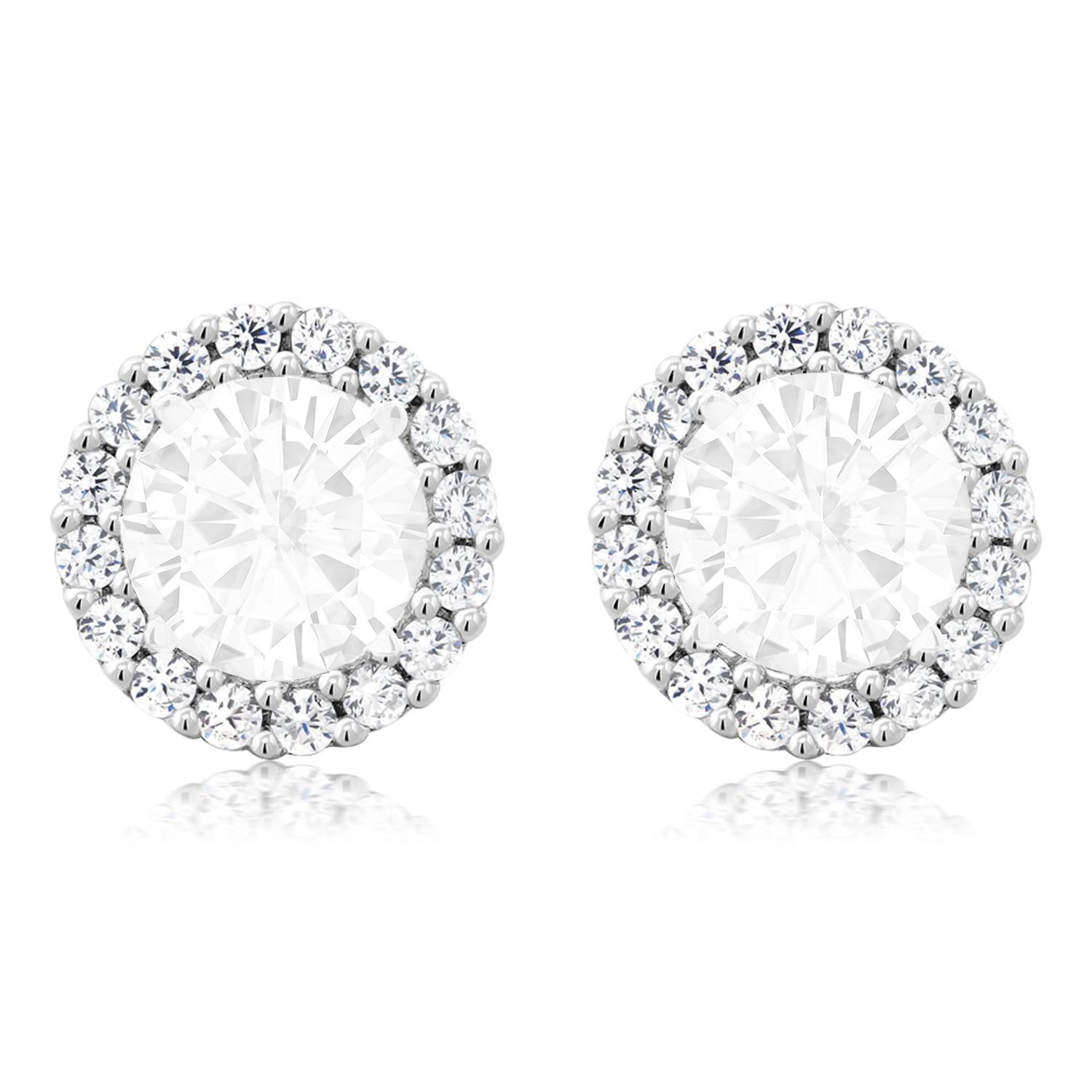 925 Sterling Silver White Zirconia Women Earring Jackets For 7.00MM Studs