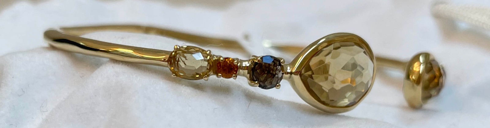 NWT Ippolita Rock Candy Citrine Smoky Quartz 18K Yellow Gold Cuff Bracelet Small