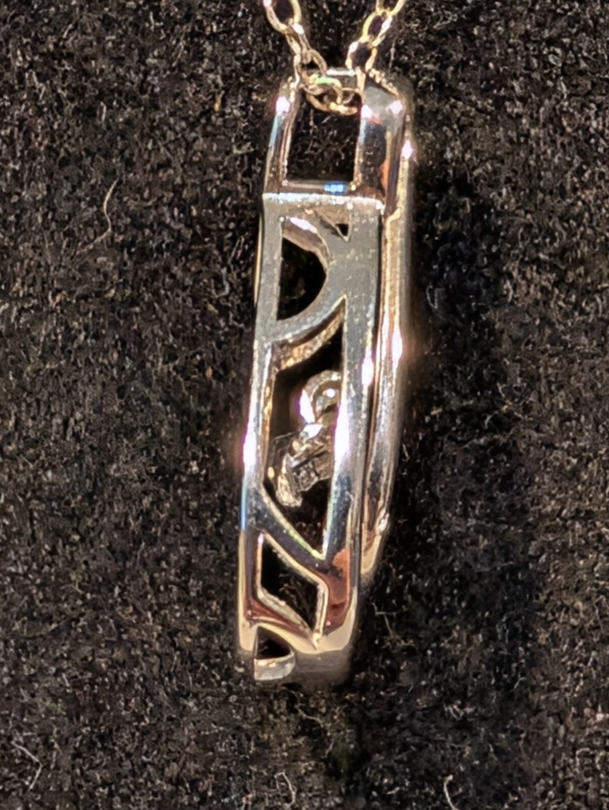 Designer Hou Sterling Silver Floating Diamond Infinity Pendant Necklace 925