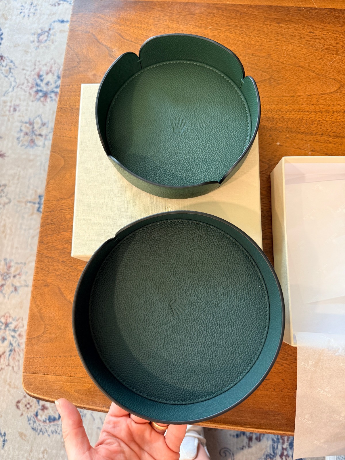ROLEX 2x Nesting Tray LEATHER 100% authentic NEW IN BOX WATCHES & WONDERS Green