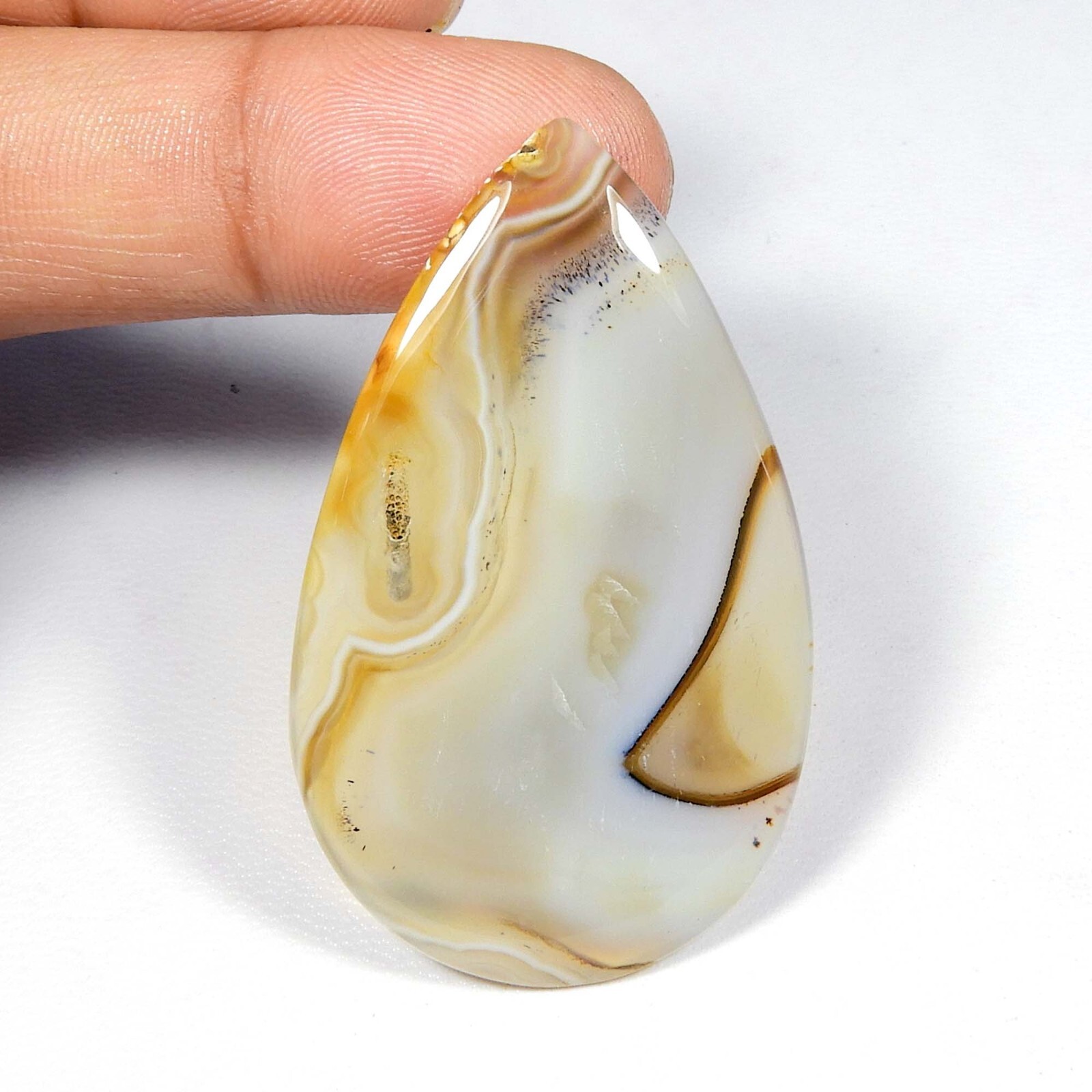 Montana Agate Cabochon Pear Shape Loose Natural Polished Gemstone 48 Cts #9932