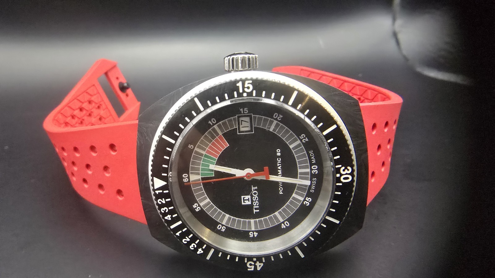Tissot Sideral Sport Black Dial with Red Rubber Belt Men’s Watch T1454079705702