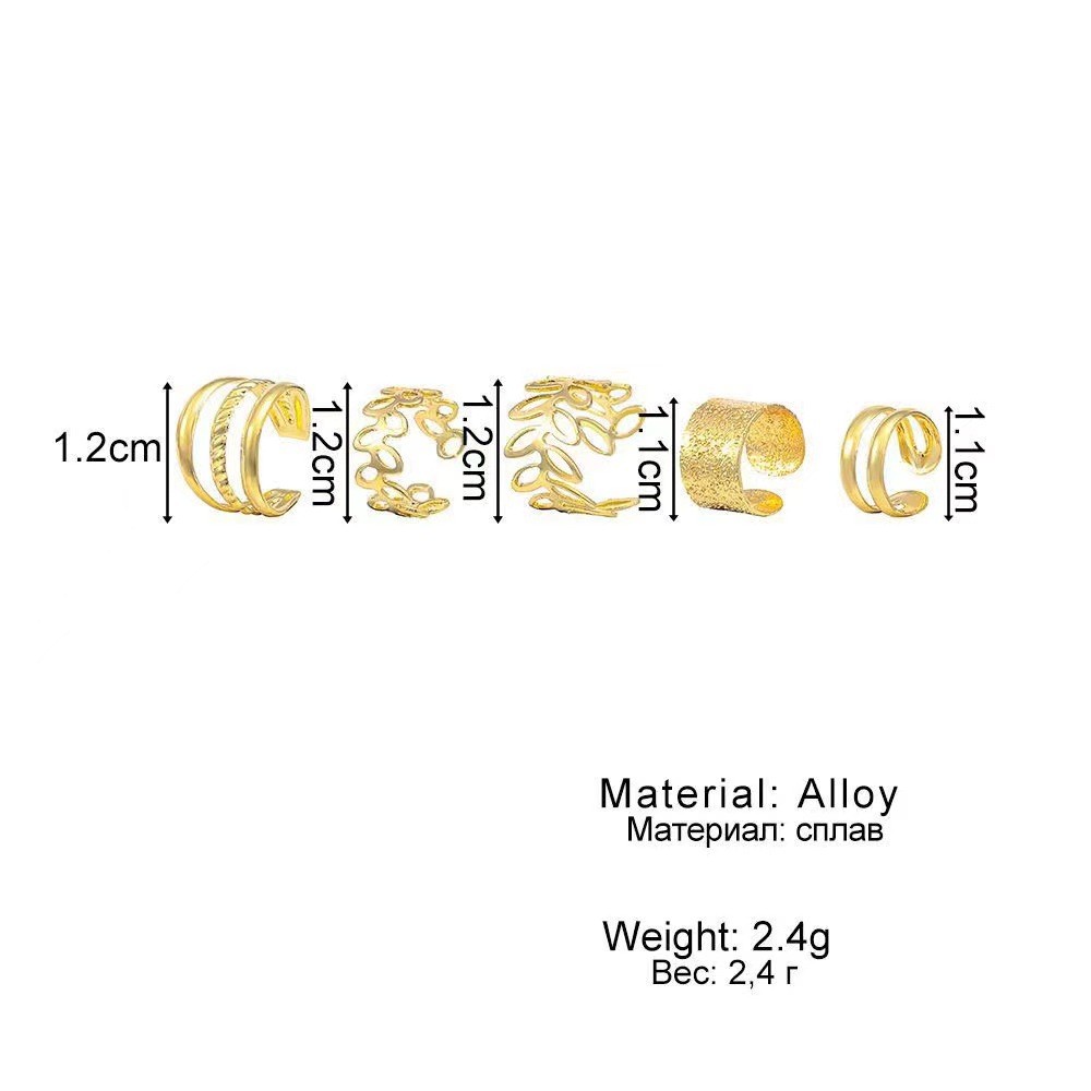 10Pcs Gold Silver Ear Cuff Clip On Earrings Non Pierced Layered Ear Wrap Clips