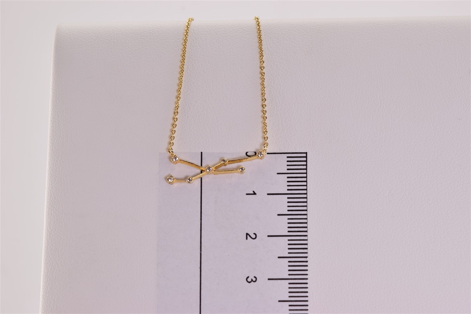Gold over Sterling Silver 8mm x 25mm Accented Branch Station Pendant 17″ Chain