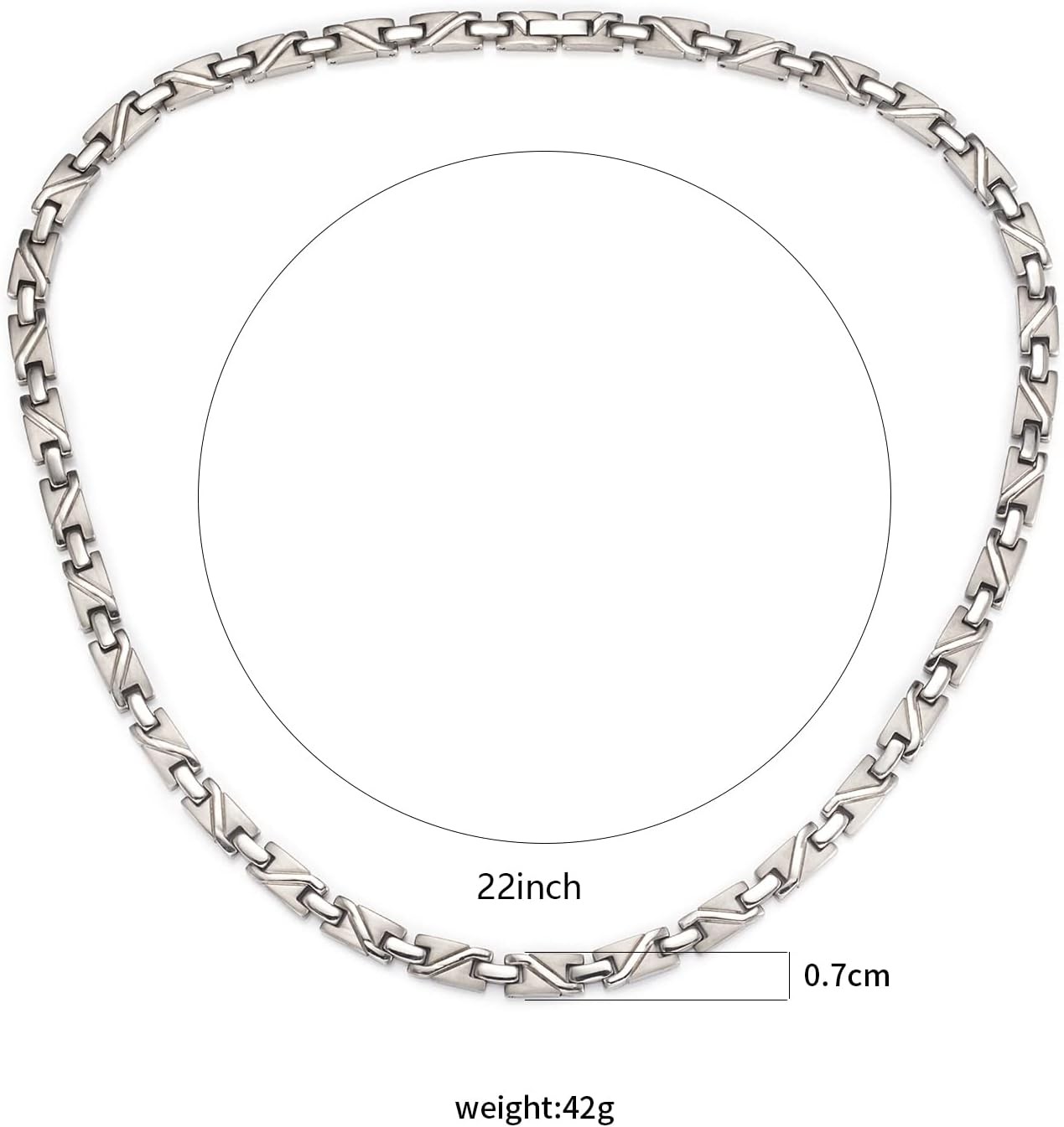 Titanium Magnetic Necklace for Men and Women, Pure Titanium Silver Necklace, 350