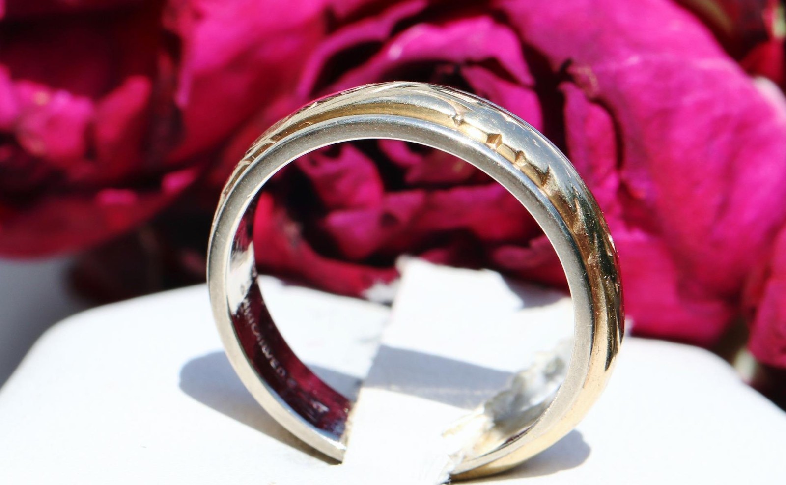 14k gold multi tone wedding band ring sz 6 handmade antique 4.85g Artcarved N304