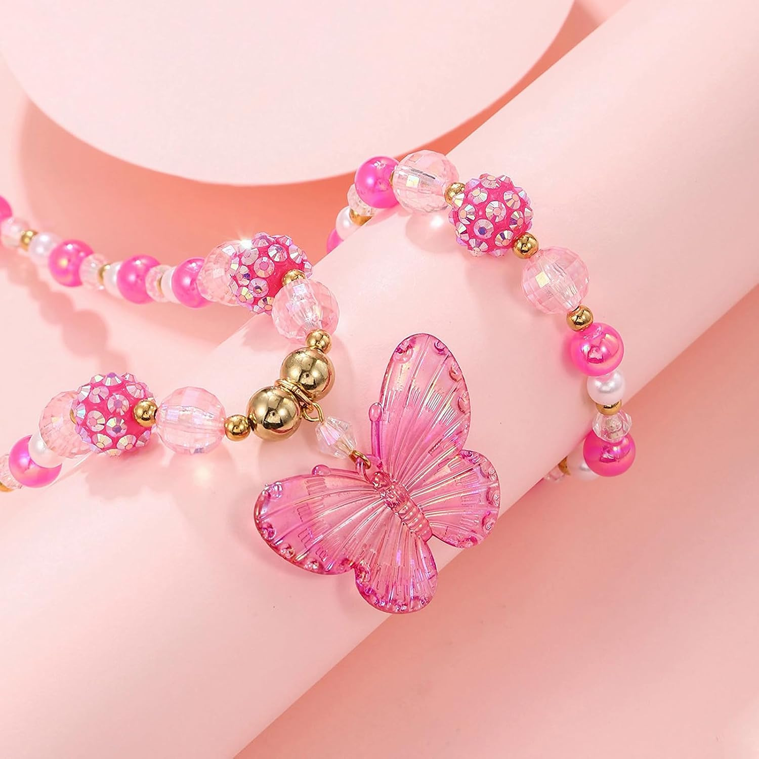 3 Sets Princess Jewelry for Little Girls, Handmade Butterfly Kids Jewelry Set, S