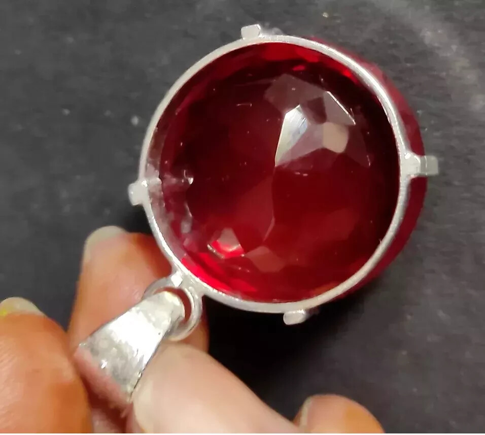 Certified Natural 52.23 Ct Red Red Ruby 925 Solid Silver Pendant Loose Gemstone