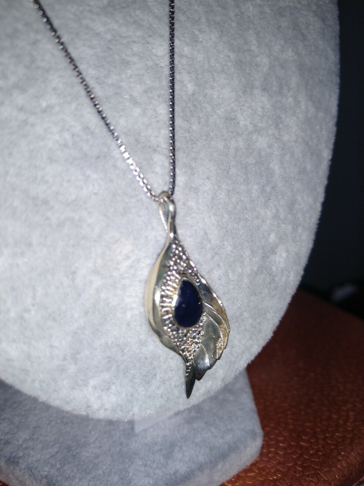 BALI LEGACY Diffused Blue Sapphire Pendant/Sterling Silver Hand Made  2.28 ctw