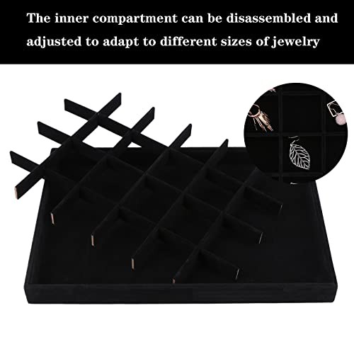 Large Velvet Jewelry Tray, Drawer Organizer for Jewelry in 24grid Black