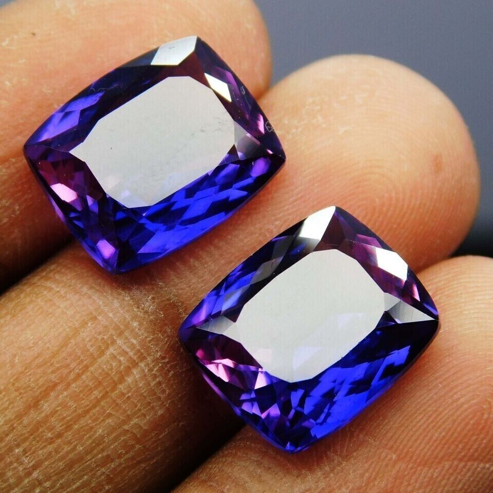 Extremely Natural PURPLE Tanzanite 16 Ct Cushion CERTIFIED Loose Gemstone